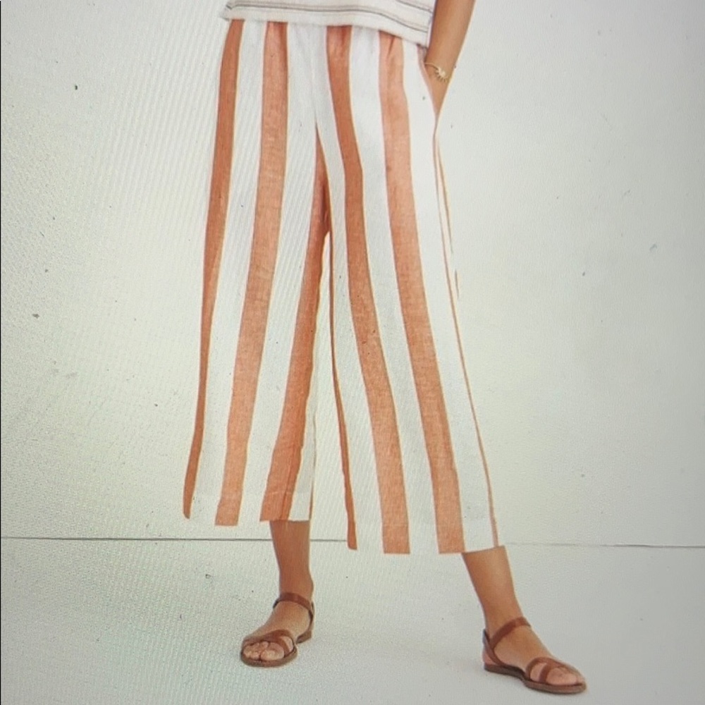 LAST CALL Madewell Striped Linen cropped pants